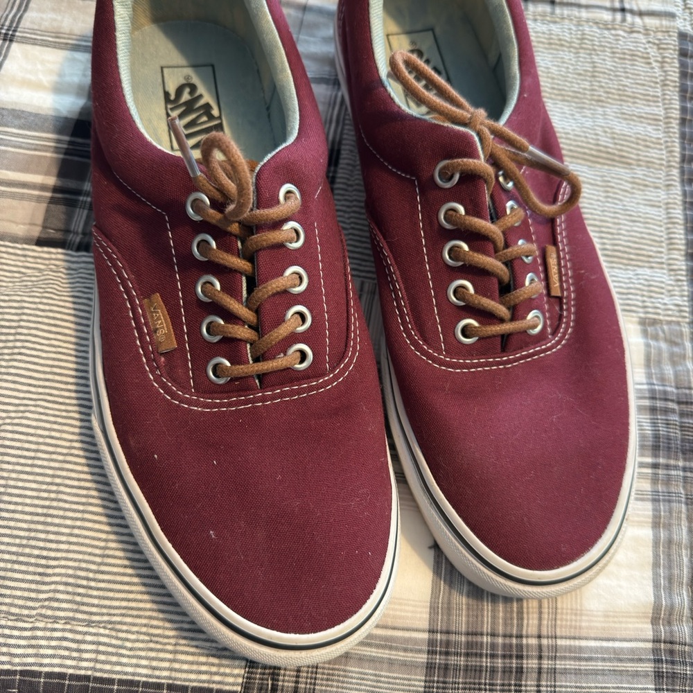 Vans Red Canvas Sneakers Classic Low-Top